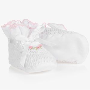 Sarah Louise White Smocked Baby Booties NWT